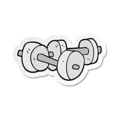 sticker of a cartoon dumbbells