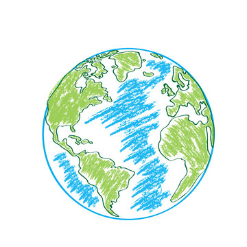 Isolated Earth Planet Sketch. Vector Illustration Design