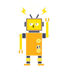 Fototapeta premium flat color retro cartoon malfunctioning robot