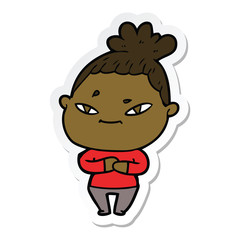 sticker of a cartoon woman