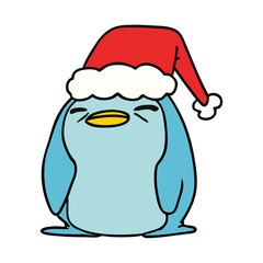 christmas cartoon of kawaii penguin