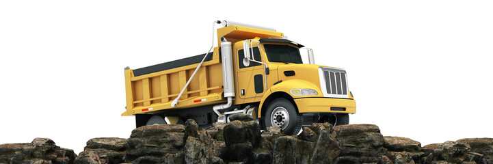 dumper truck at sunset. 3d rendering  © lchumpitaz