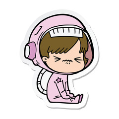 sticker of a angry cartoon space girl