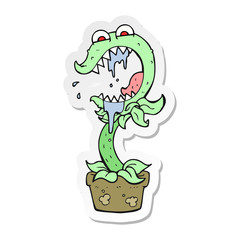 sticker of a cartoon carnivorous plant
