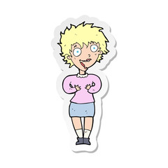 sticker of a cartoon excited woman