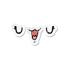 distressed sticker of a cute happy cartoon face