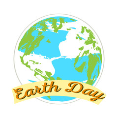 Earth day label with a planet sketch. Vector illustration design