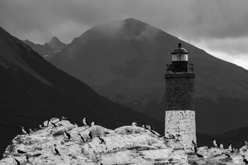 Polar lighthouse in black and white