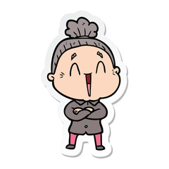 Fototapeta premium sticker of a cartoon happy old lady