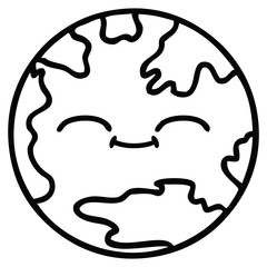 line drawing cartoon planet earth