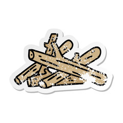 distressed sticker of a quirky hand drawn cartoon logs