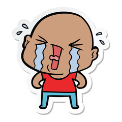 Obraz premium sticker of a cartoon crying bald man
