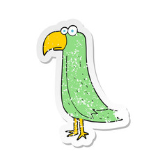 retro distressed sticker of a cartoon parrot