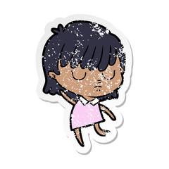 distressed sticker of a cartoon woman