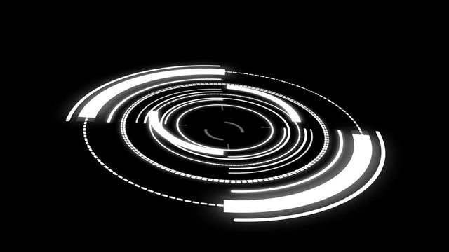Abstract round animation of a Futuristic Sci-Fi Black HUD. 3D rendering