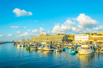 Boats mooring in the port of Jaffa, Tel Aviv, Israel