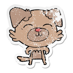 distressed sticker of a cartoon dog