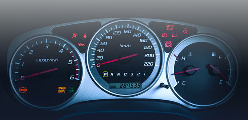 Speedometer and tachometer , Car dashboard lights