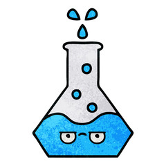 retro grunge texture cartoon science beaker
