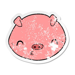 distressed sticker of a cartoon pig