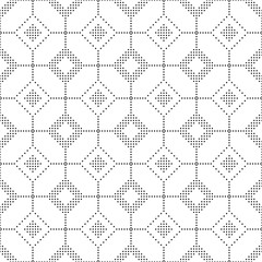 Seamless Black and White Circle Mosaic Pattern, Abstract Geometric Dots Modern Background.