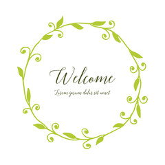 Vector illustration welcome card writing with floral frame decorative hand drawn