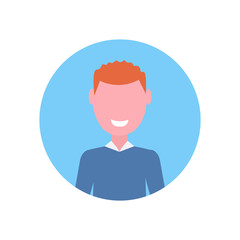 happy redhead boy face avatar little child male cartoon character portrait flat white background
