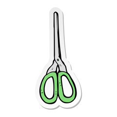 sticker of a cartoon scissors