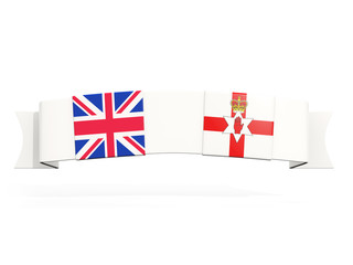 Banner with two square flags of United Kingdom and northern Ireland