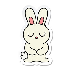 Fototapeta na wymiar sticker of a quirky hand drawn cartoon rabbit
