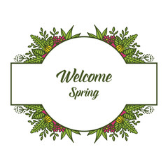 Vector illustration flower frame beautiful for greeting card welcome hand drawn