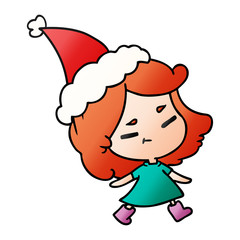 christmas gradient cartoon of kawaii girl