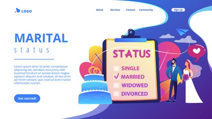 Relationship status concept landing page.