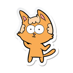 sticker of a happy cartoon cat