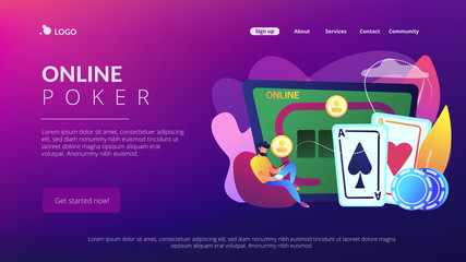 Online poker concept landing page.