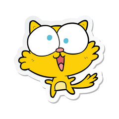 sticker of a crazy cartoon cat