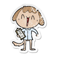 distressed sticker of a cute cartoon dog