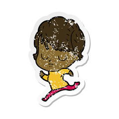 distressed sticker of a cartoon woman