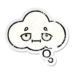distressed sticker of a cute cartoon thought bubble
