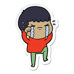 Fototapeta premium sticker of a cartoon man crying