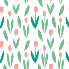 Tulips seamless pattern.Vector illustration . for wrapping paper, textile, background vector fill.