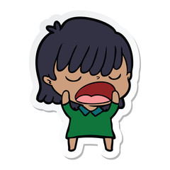sticker of a cartoon woman talking loudly