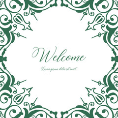 Fototapeta na wymiar Vector illustration green leaf flower frame design for greeting card welcome hand drawn
