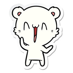 sticker of a laughing polar bear cartoon