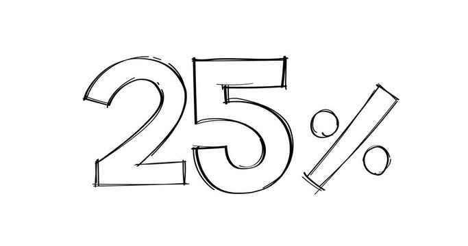 25 percent hand-drawn doodle line animated.