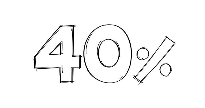 40 percent hand-drawn doodle line animated.