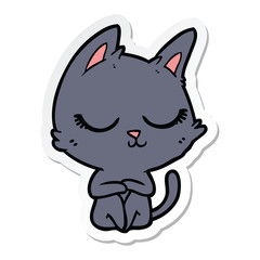 sticker of a calm cartoon cat