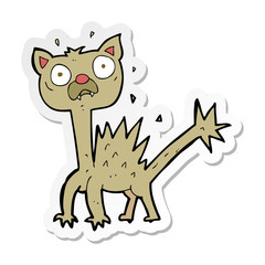 sticker of a cartoon scared cat