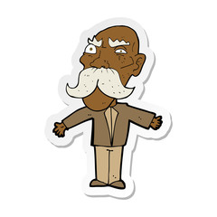 sticker of a cartoon angry old man