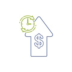 Operative, strategic financial decisions. Vector linear icon.